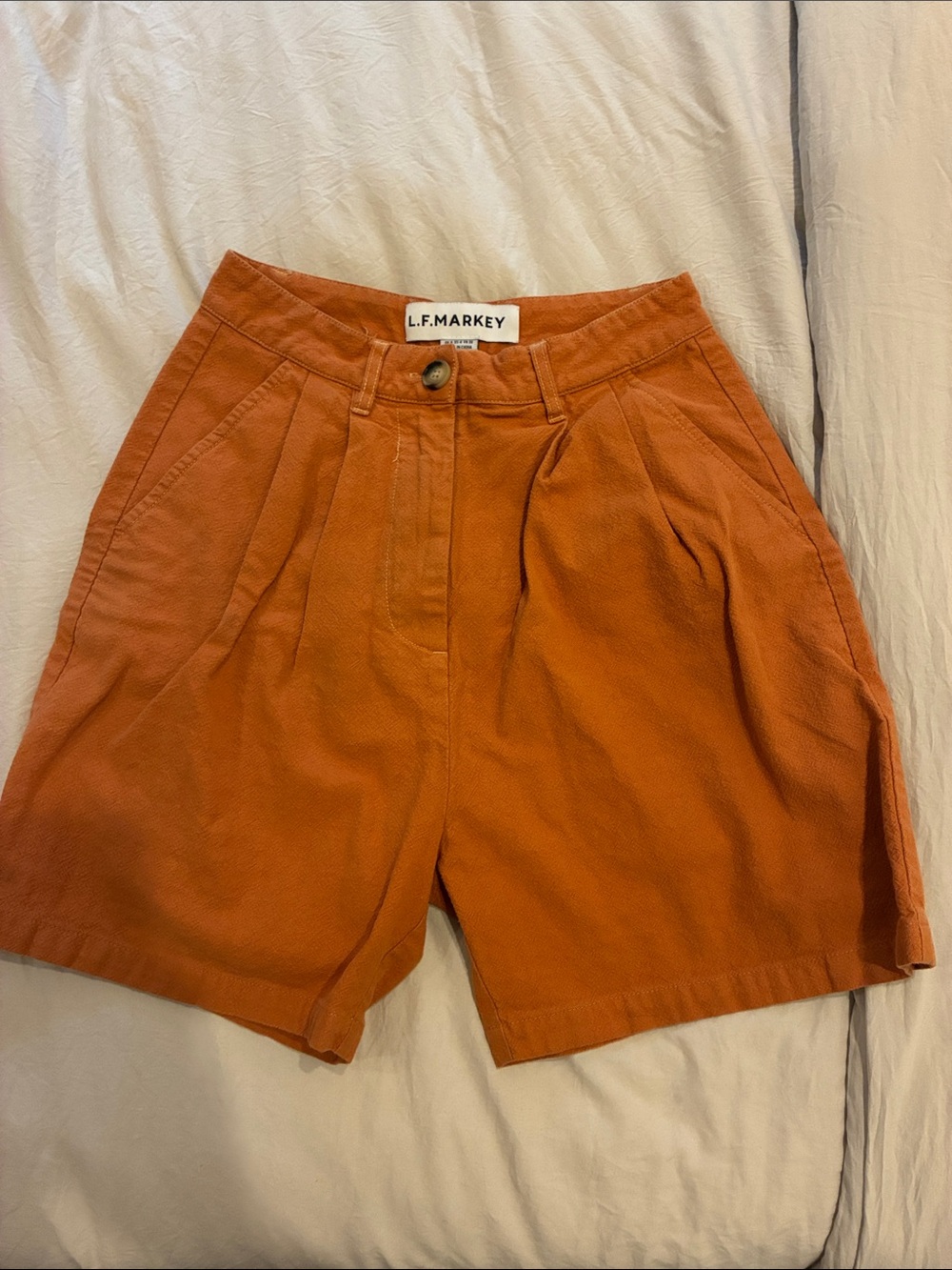 Rust High-Waist Pleated Shorts